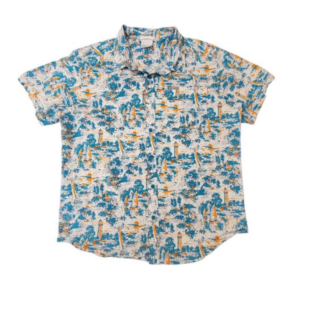Men's Columbia Rapid Rivers‎ Boat All Over Print Button Up Shirt